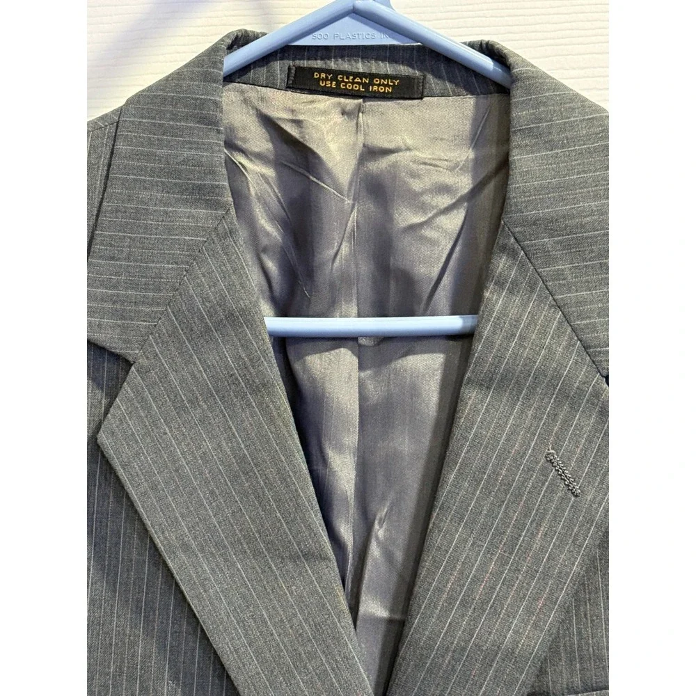 Vintage Richman Brothers Mens Grey Pinstripe Two Button Blazer Suit Jacket‎ 42R